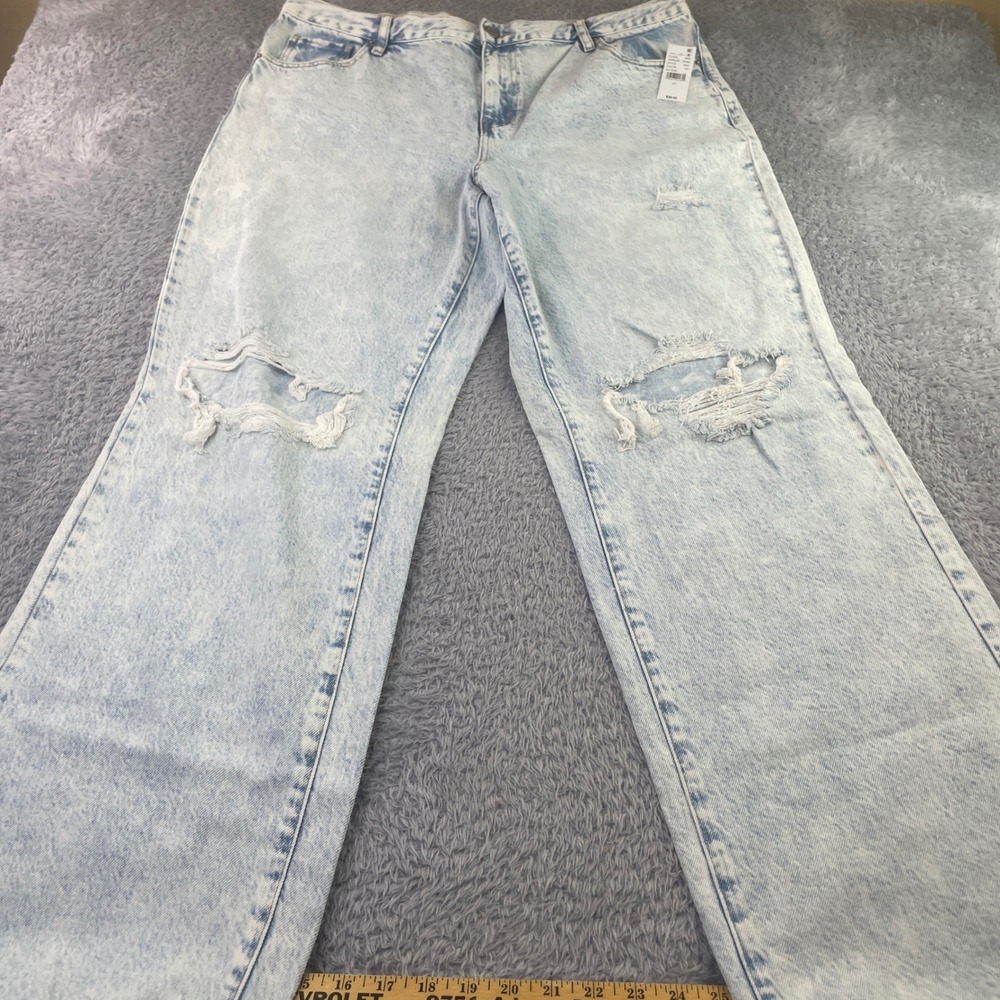 PacSun Alyssa Jeans Womens 31 Light Blue Acid Wash Distressed Ultra  Wide Leg